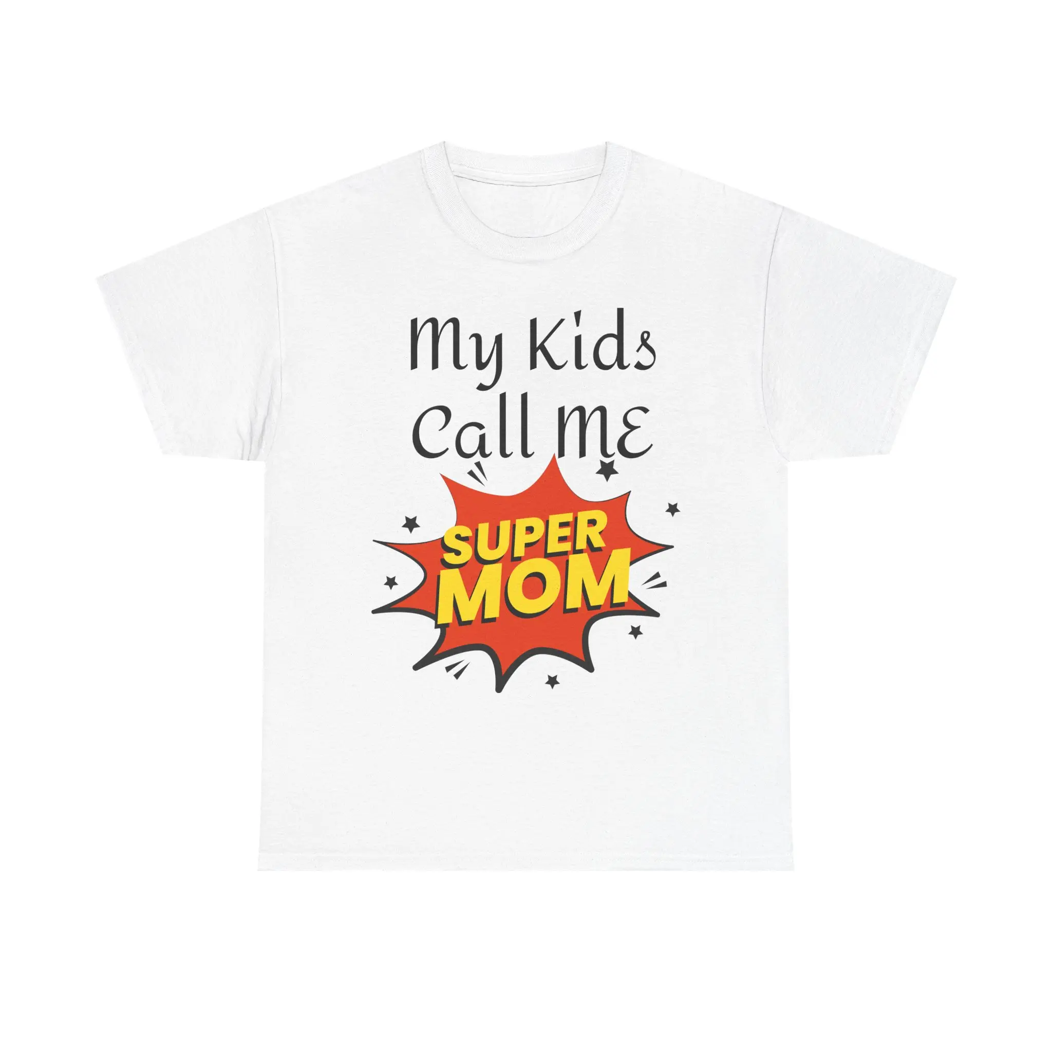 Super Mom Unisex Heavy Cotton Tee, Funny T-Shirt for Moms, Gift for Mother's Day, Unique Mom Shirt, Everyday Wear Casual Fabric