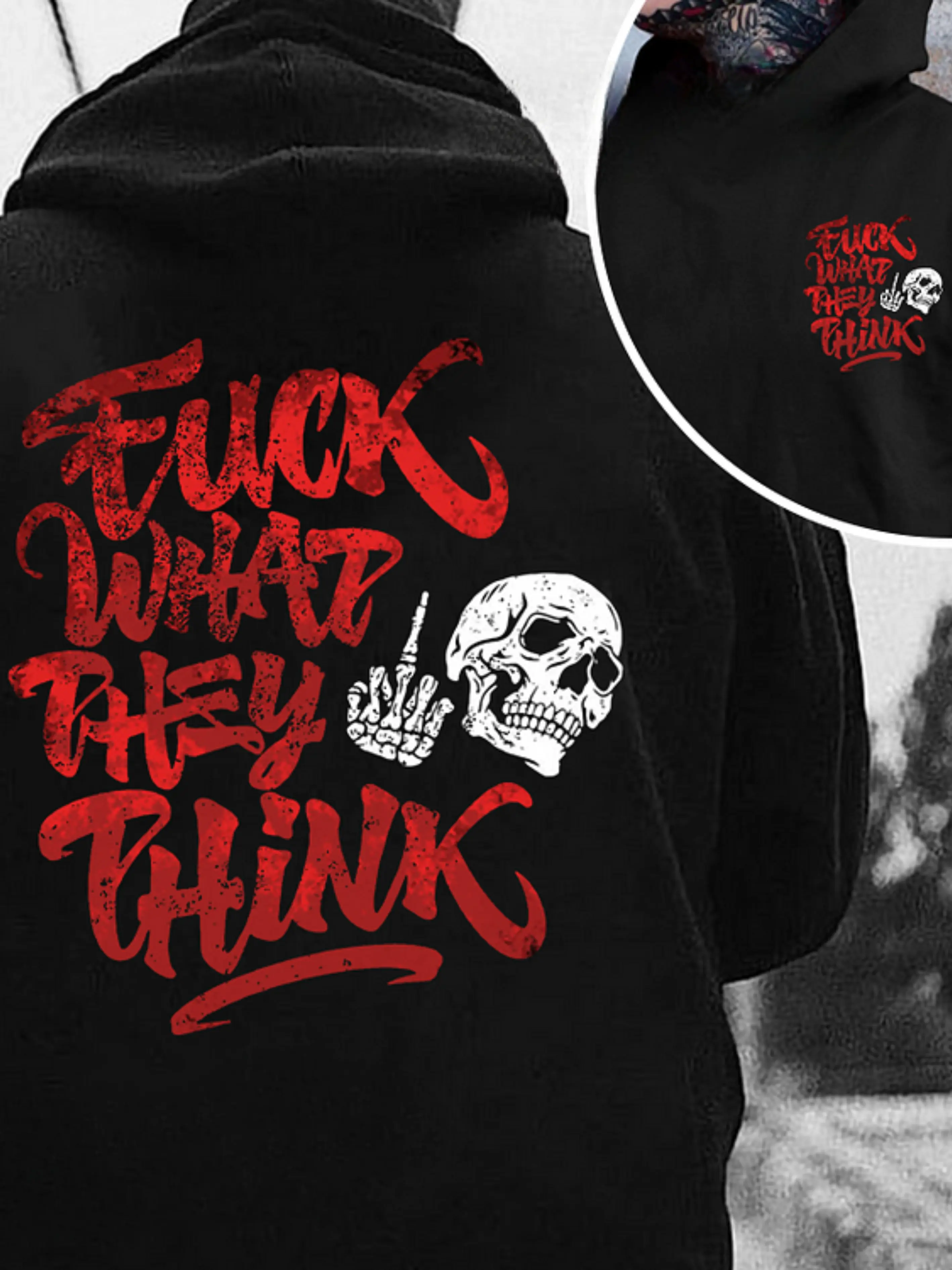 Fuck What They Think Skull Print Hoodie 2 Sides, Halloween Shirt