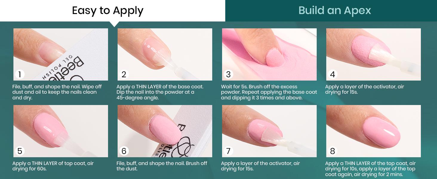 Beetles Dip Powder Nail Kit, 6 Winter Colors White Bule Green Natural Nail Dip Powder Kit Starter Set French Nail Art Manicure Salon No Need Nail Lamp Cured Glossy Lake DIY Gifts for Women