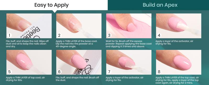 Beetles Dip Powder Nail Kit, 6 Winter Colors White Bule Green Natural Nail Dip Powder Kit Starter Set French Nail Art Manicure Salon No Need Nail Lamp Cured Glossy Lake DIY Gifts for Women