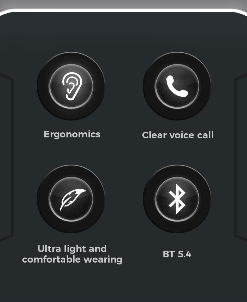 Monster Open-Ear Mic Headset, Dual-Fold Design, Mic Noise Cancellation Headphones, 100H Long Battery Life Bluetooth 6.0 Wireless Earbuds, Touch Control, IPX5 Sweatproof, for Running, Workout, Driving, Back to School– Gifts for Men & Women