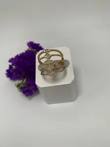 10K Gold Five-Band Ring with Stones