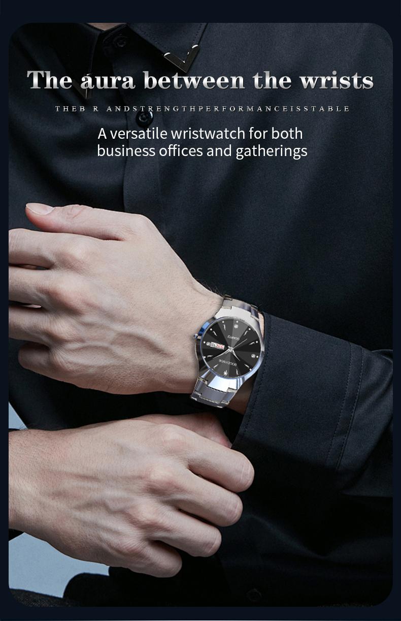 Men's casual and business round dial quartz watch, party fashion watch, daily clothing decoration, versatile trendy birthday gift watch