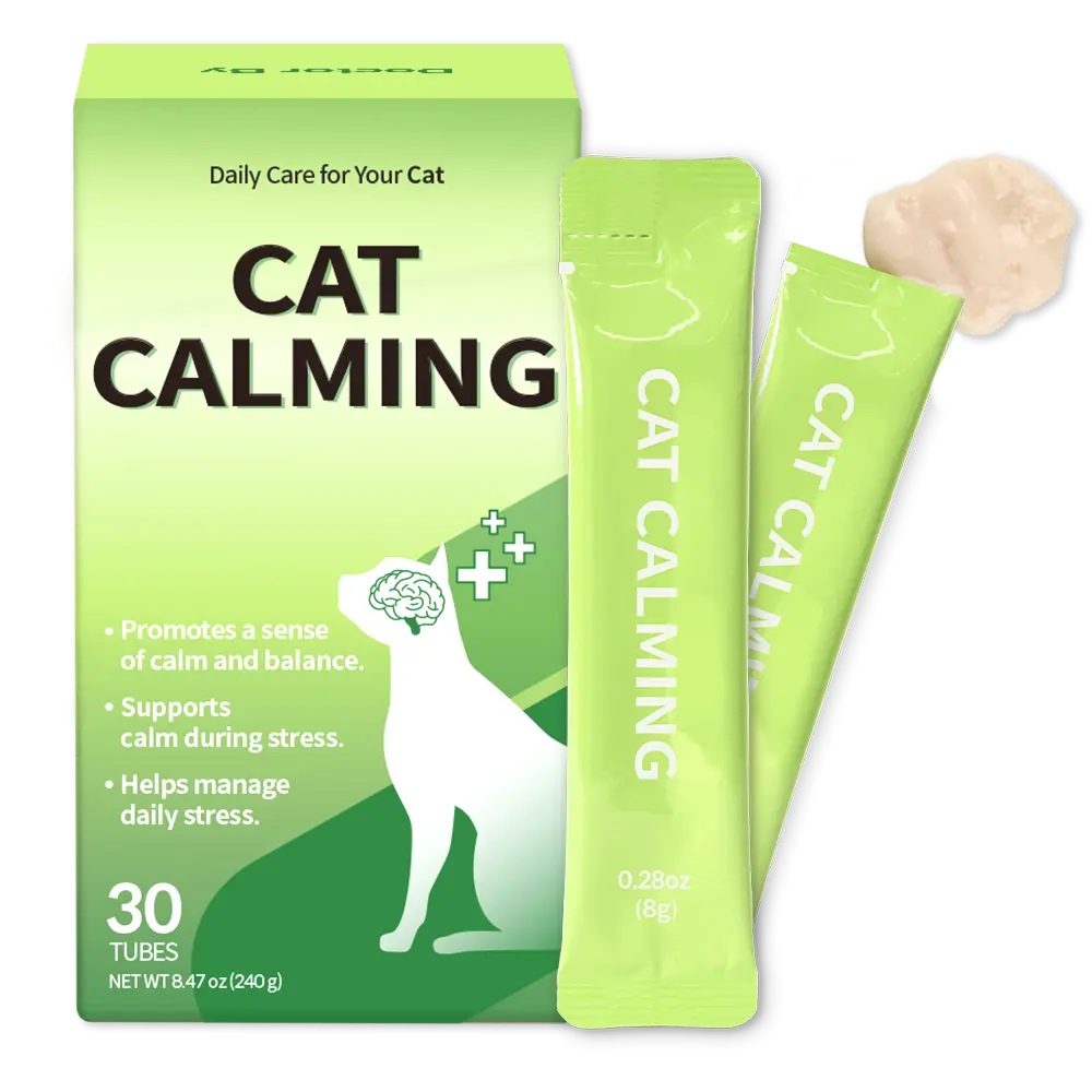 Doctor By Cat Calming Stress and Anxiety Relief Supplement Anti Stress Relaxant Sedative overgrooming with Lactium, L-Tryptophan 30 lickable Formula Individually Packaged, Chicken