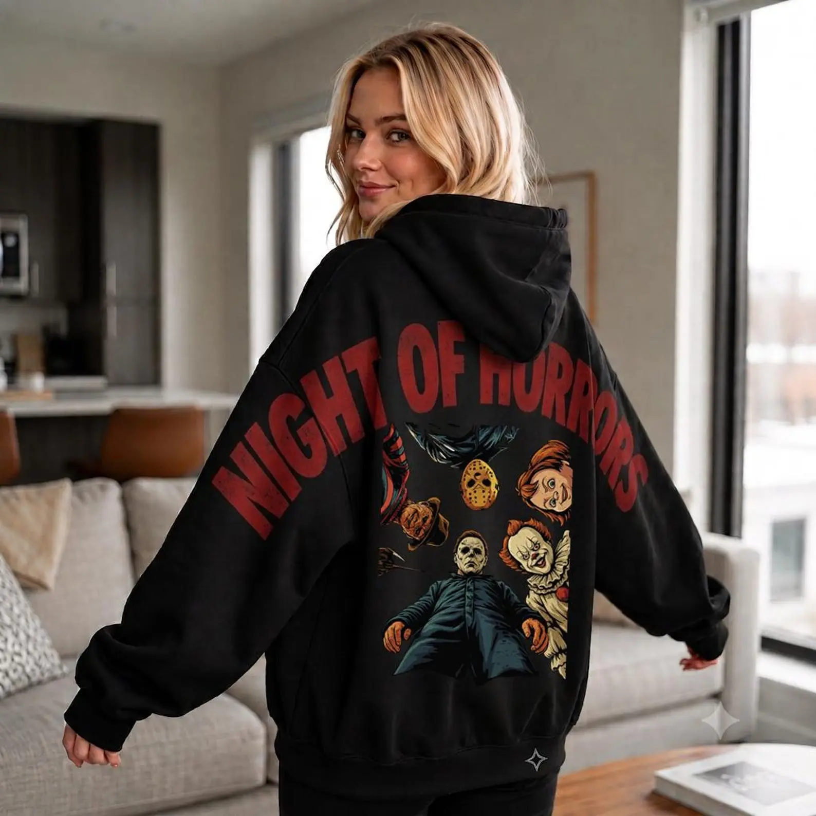 Shoulder-to-Shoulder Night of Horrors Hoodie, Special Edition Horror Shirt, Funny Halloween Tshirt, Scary Movie Fan Gift Unisex