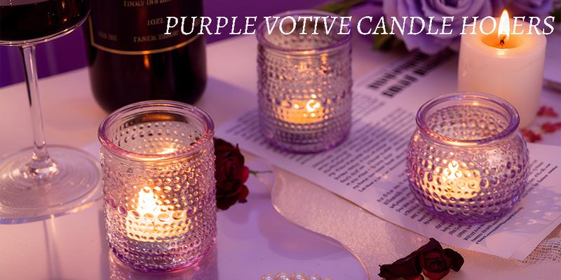 A Set of 24 Clear/ Blue/ Amber/ Green/ Pink/ Gold＆Purple Candle Holders of Varying Heights, Perfect for Wedding and Home Dining Table Decorations