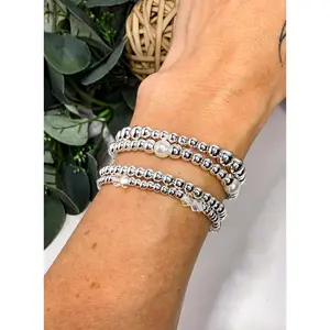 Sterling Silver (925) Filled Stacking Bracelets: Adjustable Sizes