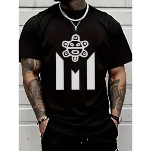 Men's 100%25 Cotton Puerto Rico-Inspired Graphic Tee - Breathable, Lightweight & Machine Washable for Casual Outings, Sports & Casual Attire, Simple Lines, Festival Gift