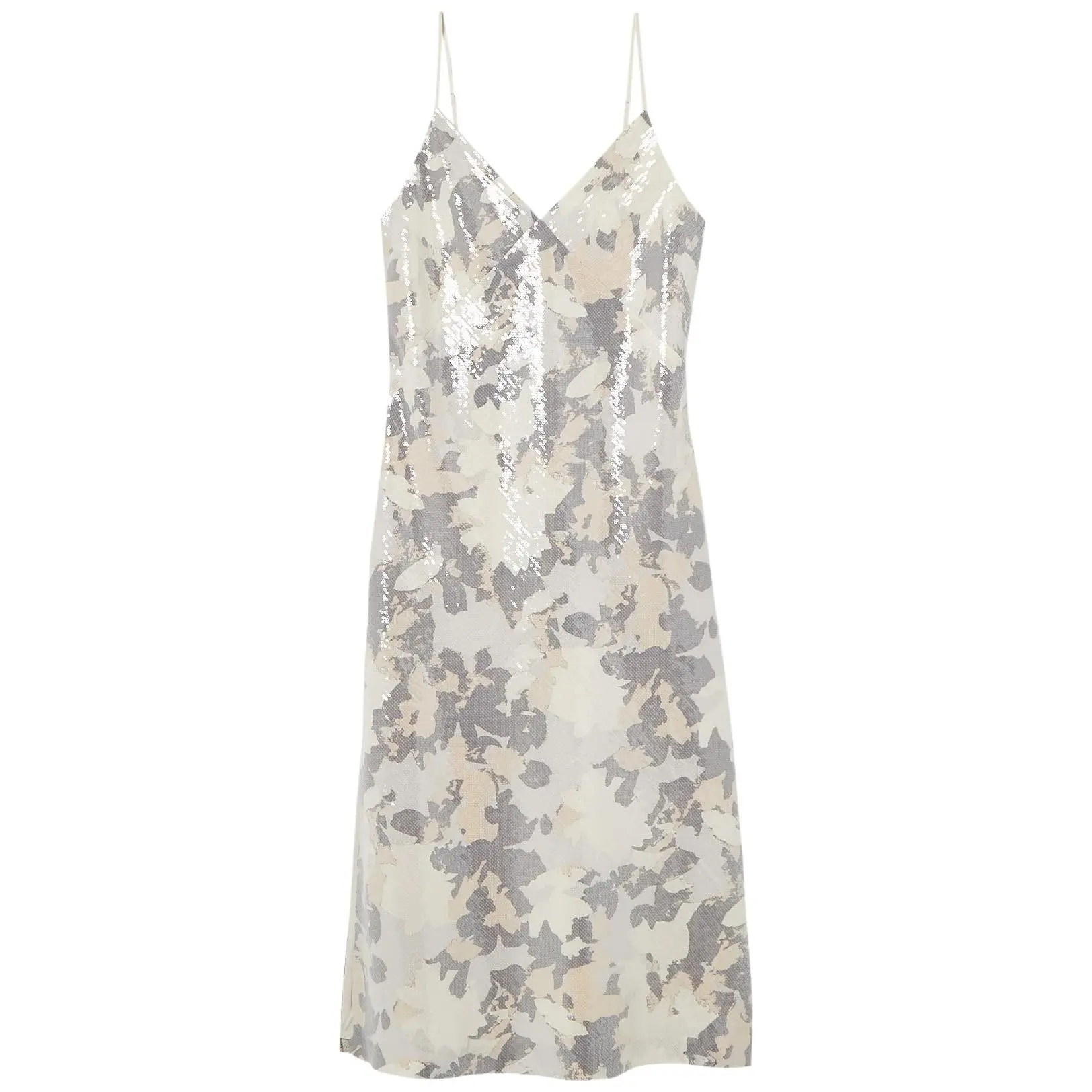 Club Monaco Women's Elegant Sequin Midi Slip Dress - Pull-On, Varied Lightweight Fabric, Shimmering, Chic, Comfortable Fit, Fashion, Style, Midi Length, Sequin Fabric, Formal Party Evening Wear, Size 00