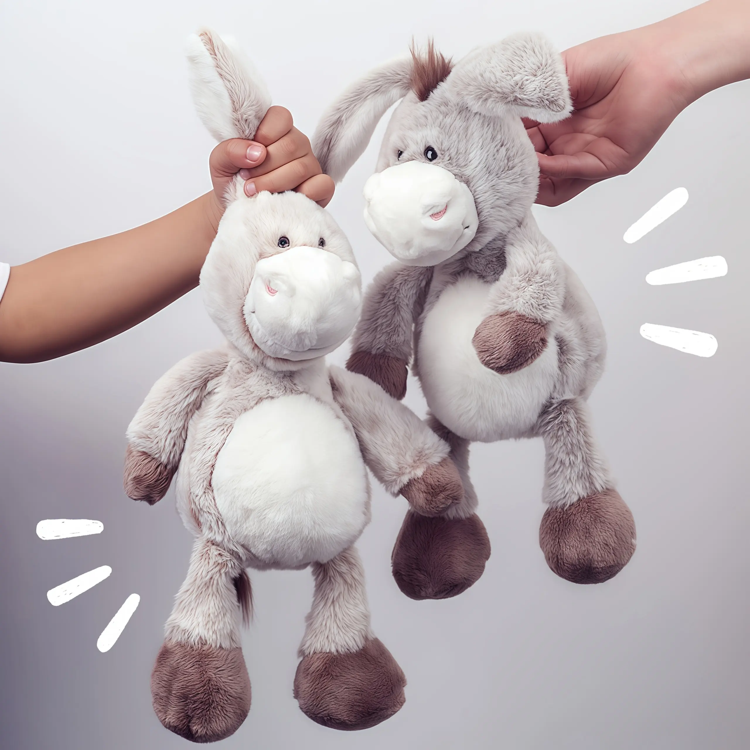Grey Donkey Plush Stuffed Animal - Soft Hugging Donkey Doll with White Ears & Black Hooves, Cuddly Bedtime Companion, Birthday & Holiday Gift for &, Donkey Stuffed Animal for
