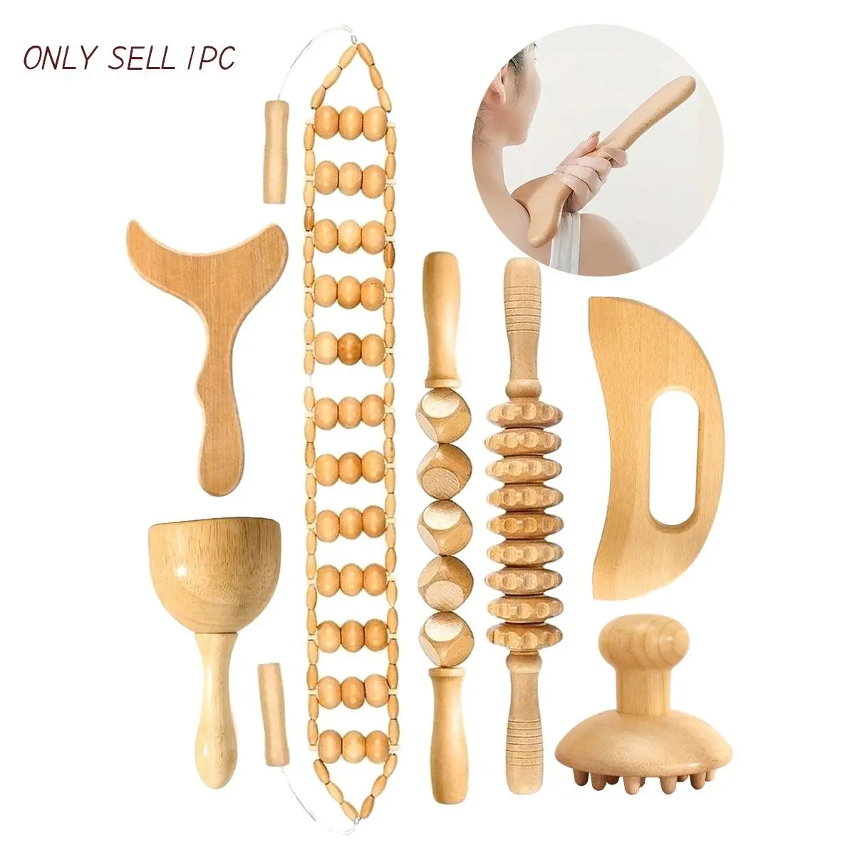 1/6/7pcs Wooden Therapy Massage Tools Set, Lymphatic Drainage Massager, Professional Body Massager, Sculpting, Contouring, Relaxing, Anti-Cellulite, Body Shaping Tool, Body Care, Relaxation Aid