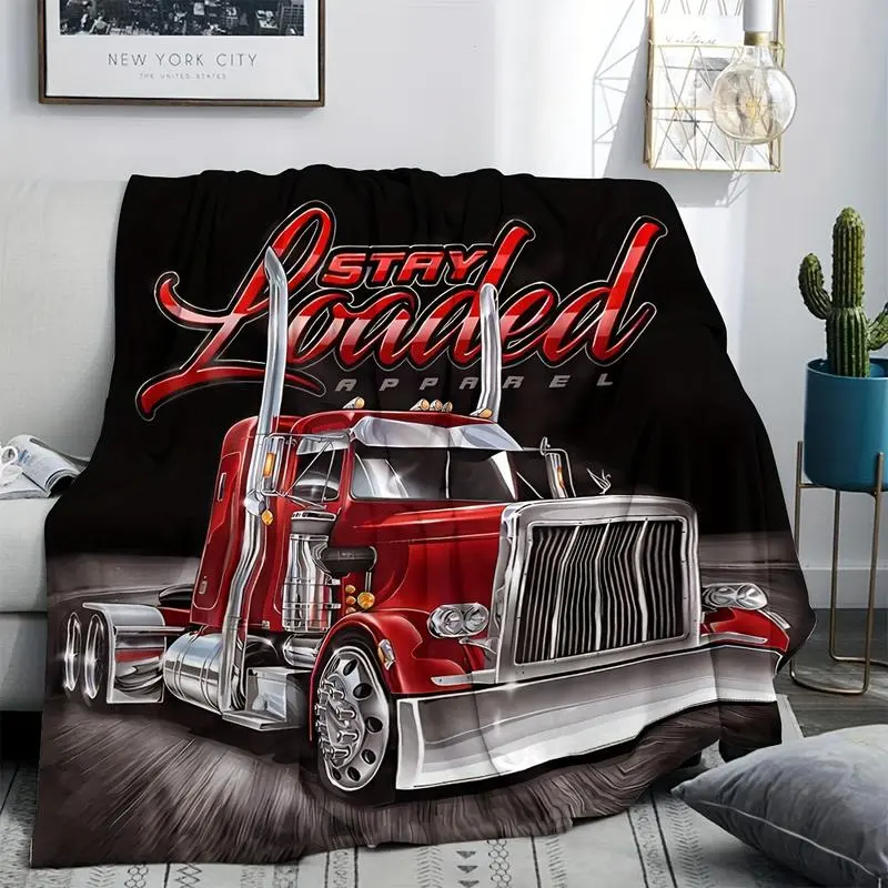 Fleece Blanket Themed for Truck Drivers, Featuring a Soft And Comfortable Creative Design, Perfect As a Gift for Logistics Truck Drivers a Cozy Blanket for Men Versatile for All Seasons As a Nap Blanket Or Shawl an Ideal Present for Birthdays And Friends.