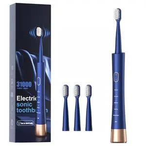 IPX7 Waterproof Electric Toothbrush, 2-Hour Fast Charge with Intelligent Time Reminder, 5 Modes, 3 Brush Heads, Travel, Indoor, Outdoor