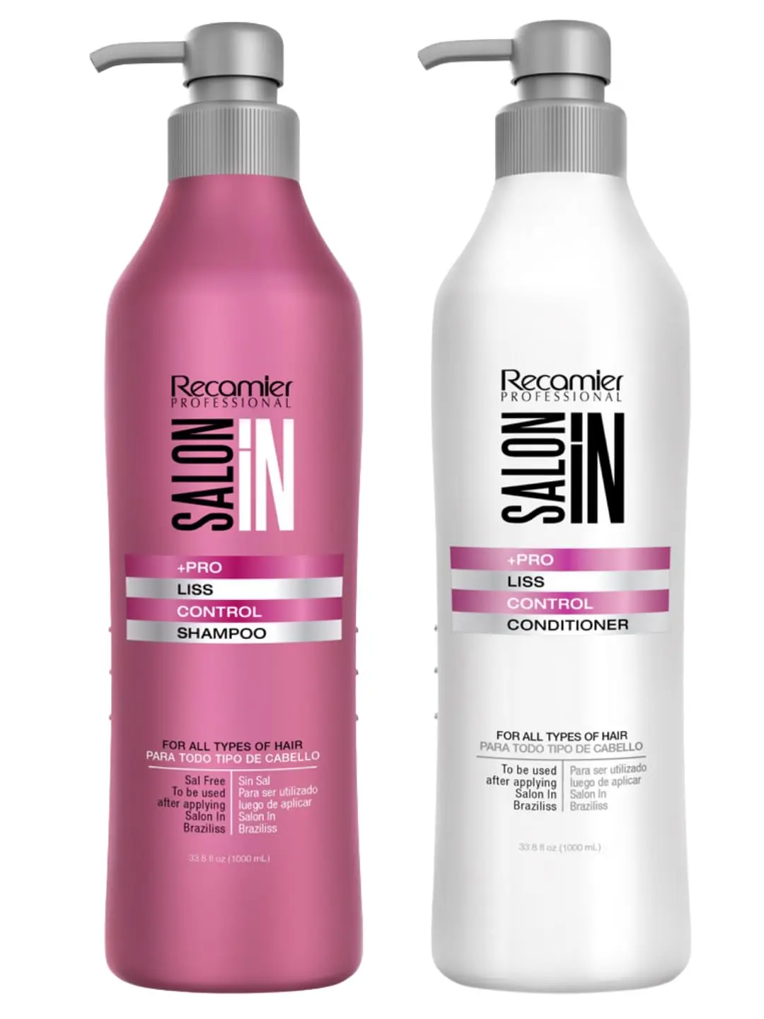 Professional Salon In Home Care Liss Control Shampoo and Conditioner Set 33.8 Fl Oz