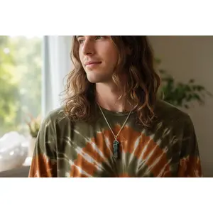 Wire-Wrapped Labradorite Crystal Point Necklace - Unisex