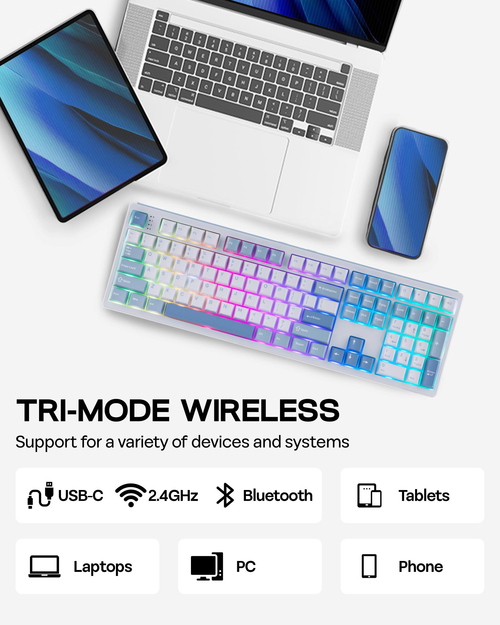 EPOMAKER TH108 Gasket 100% Wireless Full Size Mechanical Keyboard 108 Keys Hot Swap South-facing Custom Driver RGB Backlit Tri-Mode USB-C/BT 5.0/2.4GHz for PC/Mac/Linux PC gaming accessories keyboards for gaming creamy keyboard TikTokShopSpringGlowUp