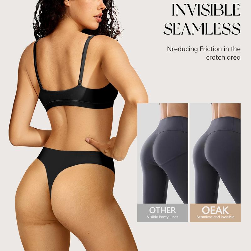 OEAK 3PCS Camel Toe Cover Thongs for Women G-String Seamless Solid Color Comfortable Underwear Womenswear Everyday Panties