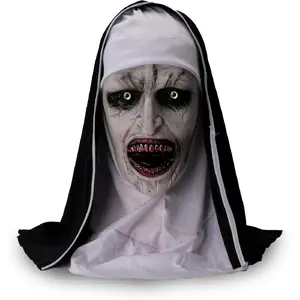 J.C Nun Scary Halloween Mask, The Nun Creepiest Latex Full Head Mask Spirit Gothic Supernatural horror Halloween Party Costume