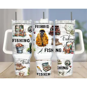 Fishing Tumbler With Handle 40oz, Life’s Too Short To Only Fish On Weekends Mug, Stainless Steel Insulated Cup for Anglers Gift