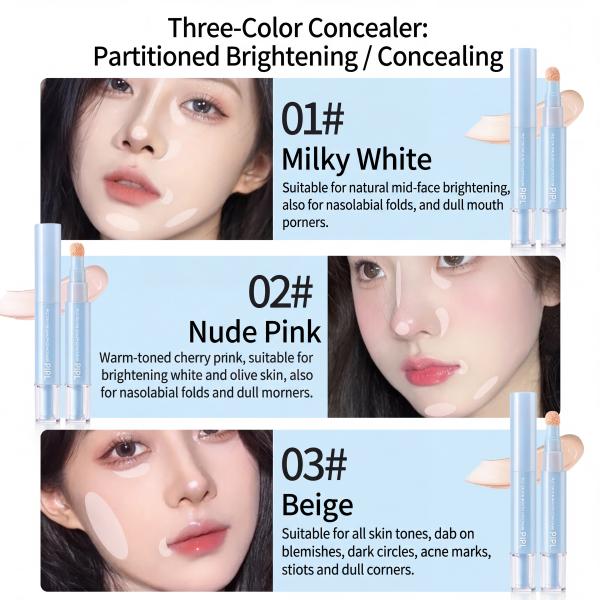 [PIPL]Dual-effect Concealer & Foundation Eye Concealer - 24-hour long-lasting, high-coverage matte finish. Korean pressed powder foundation for a flawless complexion. Covers acne marks, sculpts the nose, and nourishes the skin.