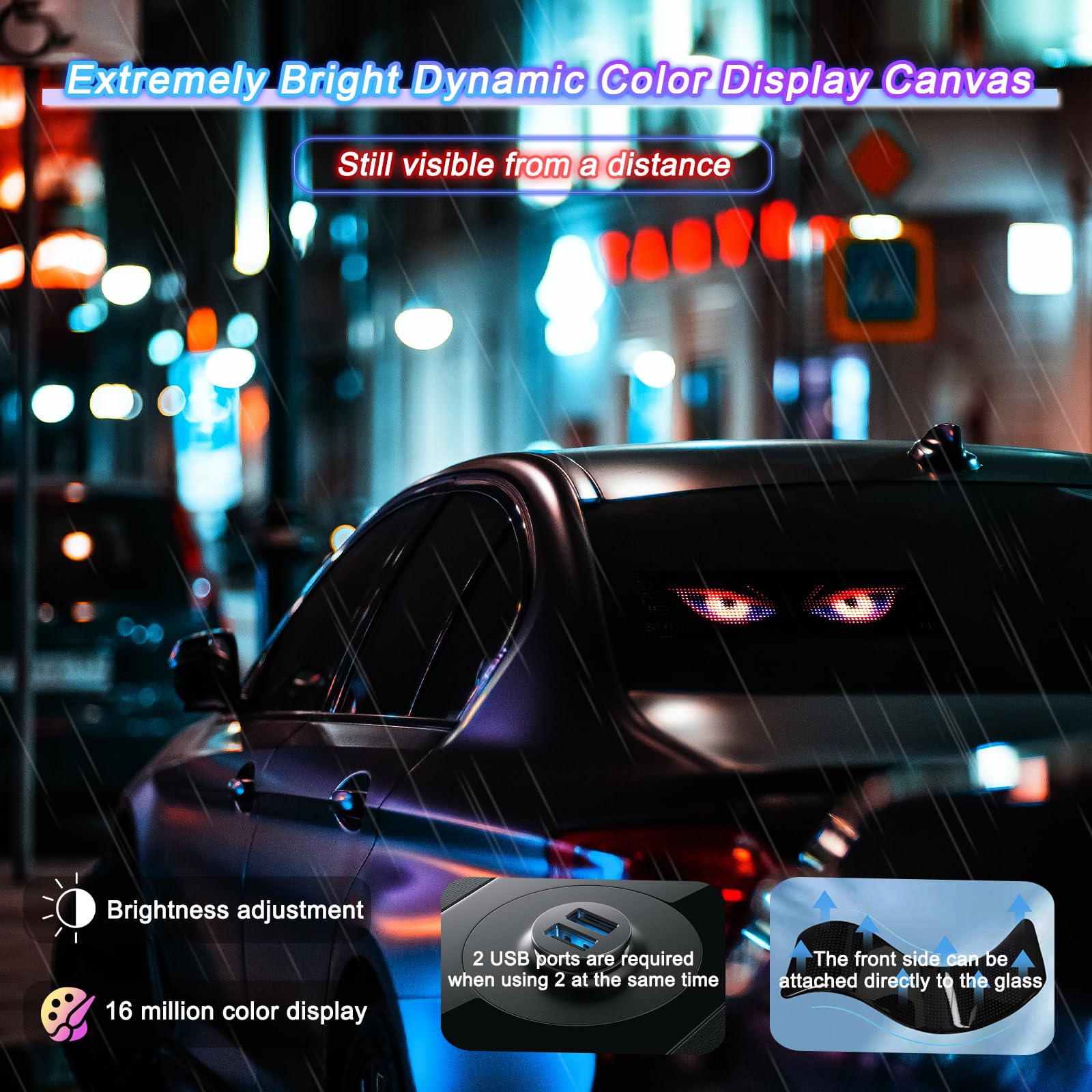 LED Display for Car, Programmable Flexible LED Light, Customizable DIY Pattern or Text Color RGB Pixel Screen with USB/Bluetooth APP Remote Control Dashboard for Cars/Trucks/SUV/Room Decorate