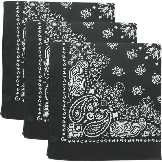 3 Pack Trainmen Paisley Bandanas for Men & Women, 100% Cotton Breathable Head Scarf, 22x22 Inch Classic Head Cover and Do-Rag, Breathable Scarf, Face Cover Scarf, Fashion Headscarf