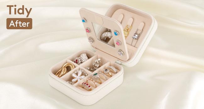 Lifewit Travel Jewelry Organizer Case with Mirror, Compact Jewelry Box for Women and Girls, Ideal Gift for Her, Portable Storage for Beach