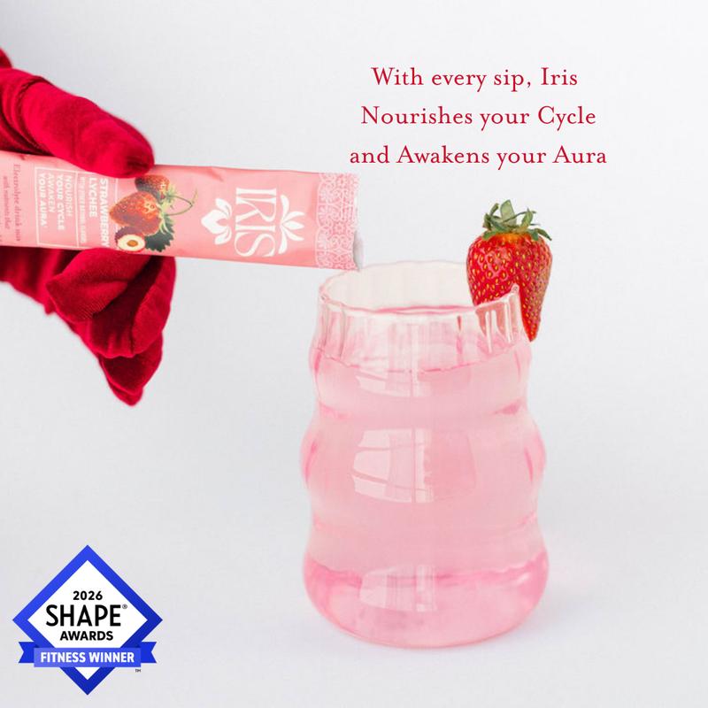 IRIS Strawberry Lychee Hormone Health Electrolyte Drink Mix 15 On-The-Go Sticks Variety Pack for PCOS Support Ovarian Function with 40:1 Myo D-Chiro Inositol Magnesium Prebiotic Fiber