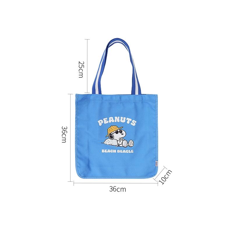 MINISO Snoopy Ocean Diary Tote Bag Large-Capacity Eco-Friendly Shoulder Canvas Bag Shopping Grocery Bag Cute Square Everyday Tote Daily Campus Work Use Valentine Gift for Girlfriends