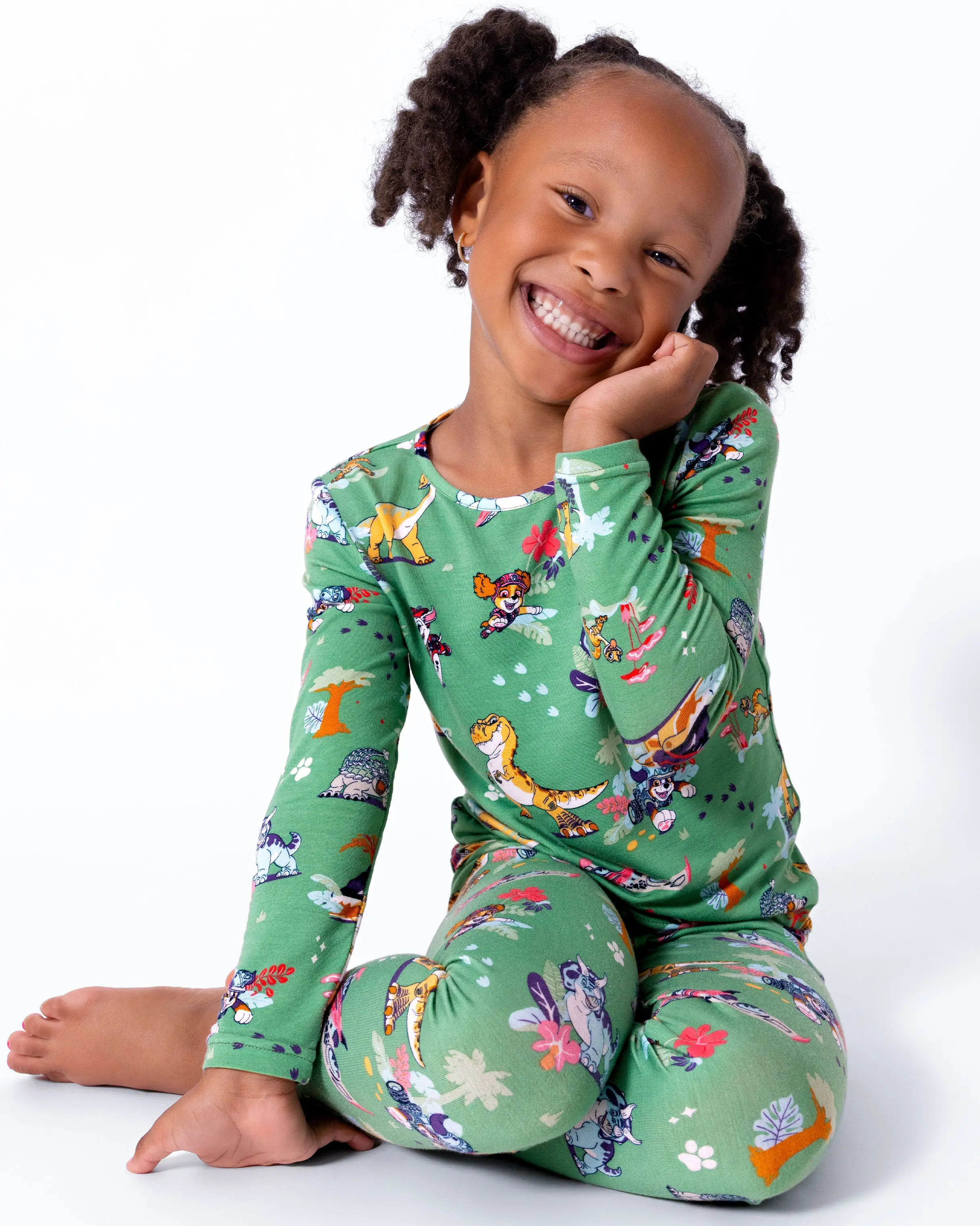 PAW Patrol Dino Island Kids' Bamboo Print Pajama Set, Soft Breathable Long Sleeve All Over Hazard-Free Sleepwear for Boys