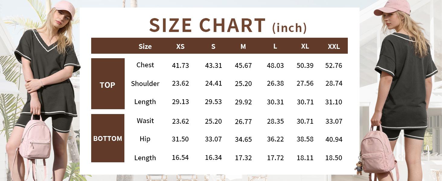 Tanming Women's Oversized 2 Piece Workout Hot Shot Set - Reversible V Neck Tee & Biker Shorts - Casual Streetwear for Yoga & Lounging - Flowy & Comfortable #SpringStatements