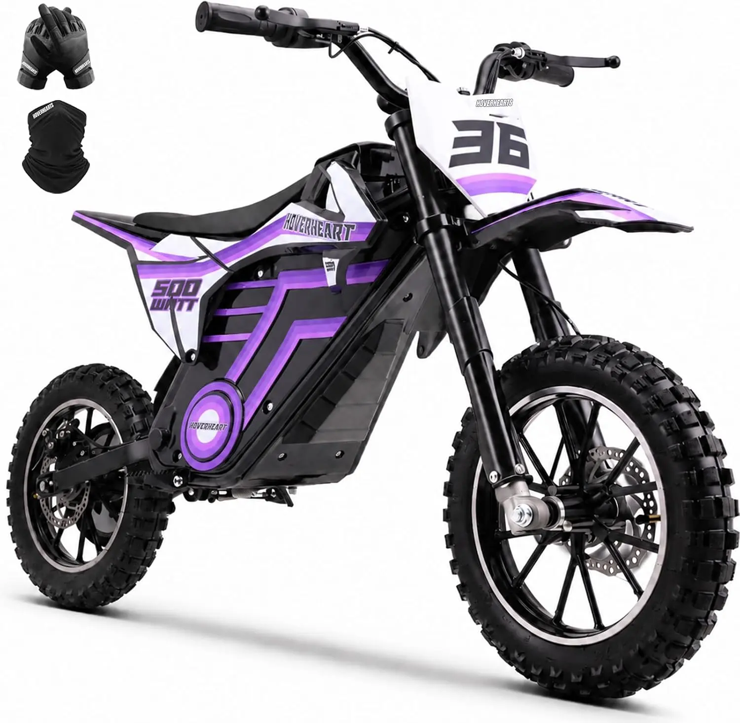 500W Electric Dirt Bike, 36V 15Ah Lithium Battery, Up to 15.5 MPH, 23.6 Miles Range, Hydraulic Suspension, Dual Disc Brakes, Off-Road Electric Motorcycle with 165 lbs Max Load