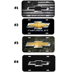 Chevrolet Bowtie Logo License Plate Collection – American Flag, Classic, Camo, Carbon Black 12"x6" Aluminum Vanity Car Tags for Car Truck Decor