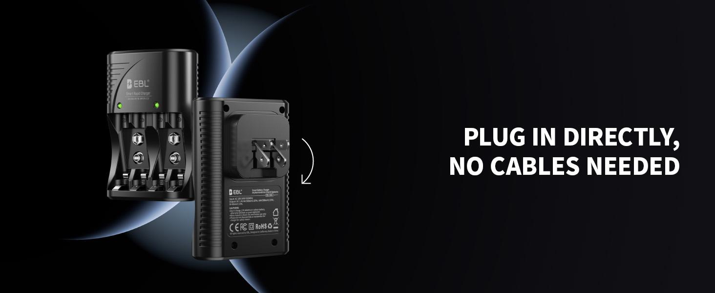 EBL 3 in 1 Multiple Function Battery Smart Charger With AA AAA Rechargeable Batteries Kit