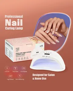 [RUBY VIBE CO] ProLume 48W UV/LED Nail Curing Lamp, White, 100-240V, Built-in Phone Holder, Auto-Sensing Technology, Low-Heat Mode, LCD Timer, Professional Nail Dryer for Gel Nails