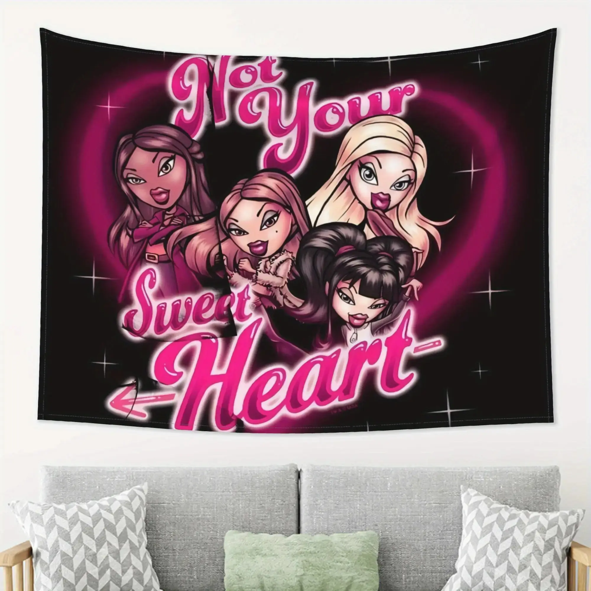 "Warm Your Sweetheart" Sparkling Pink Text tapestry Pattern, Fun Lightweight Decoration wall hanging, dopamine Art tapestry, suitable for living room, bedroom, college dorm,  bedroom decorative accessories Halloween Creative gifts,chill room accessories