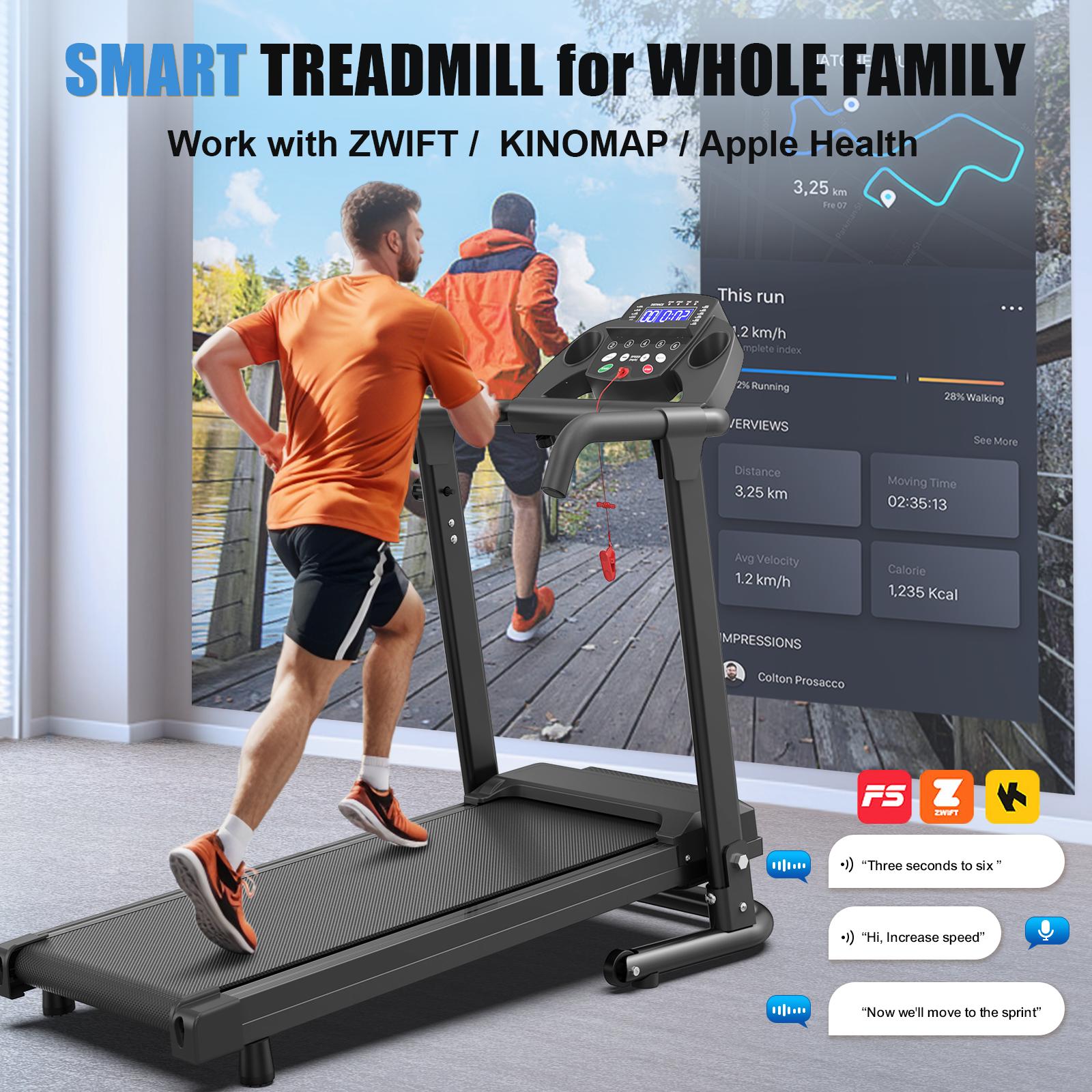 [New arrival] Foldable Treadmill for Home, 2.5HP Portable Treadmill with Handles, 300 lbs Capacity, APP Control & LED Display - Folding Walking Pad for Fitness