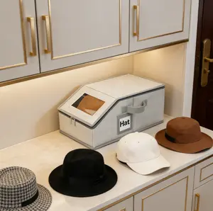 Stackable Baseball Cap Storage Organizer, Clear Display Case Holds 24 Hats, Hat Box for Closet Organization prevents water dustproof