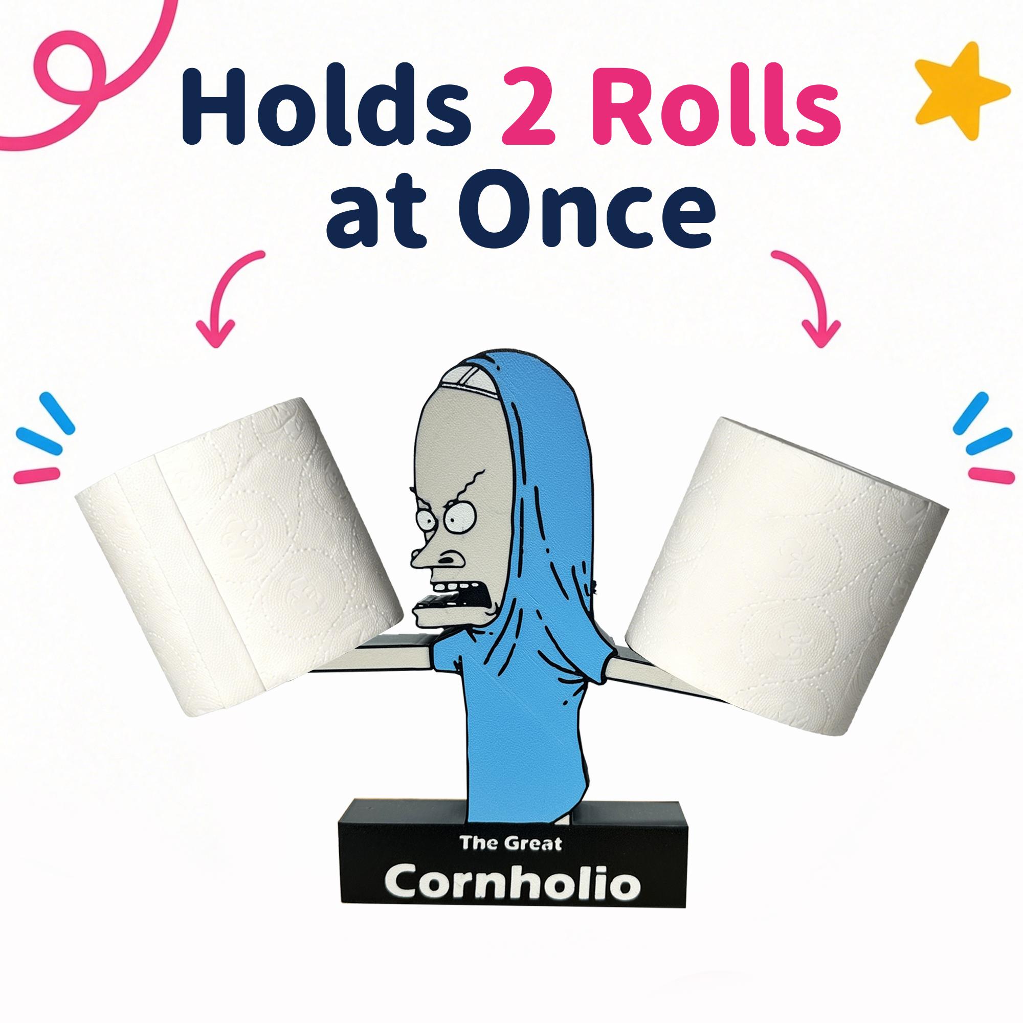 Cornholio Toilet Paper Holder - Double Roll Tissue Stand with Character Design, Fun Functional Bathroom Organizer & Restroom Accessory"