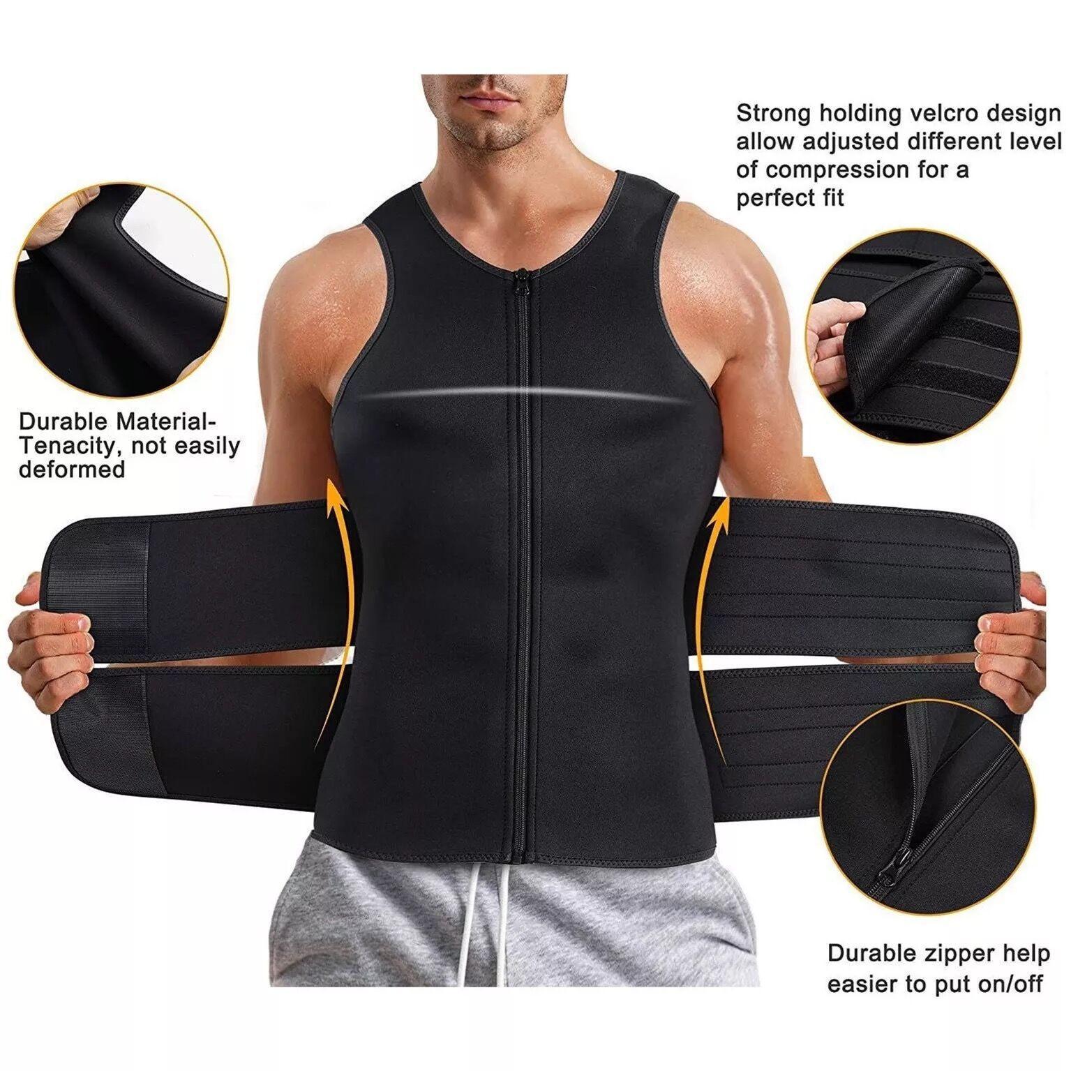 Mens Sauna Vest Waist Trainer - Men Sauna Sweat Suit Compression Tummy Control Double Sweat Belt for Gym Workout Exercise, Shapewear