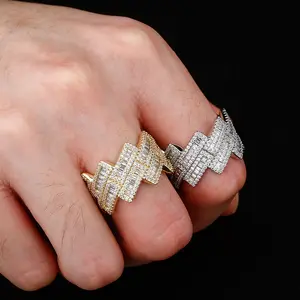Hip Hop Jewelry Iced Out Golden Plated Miami Cuban Ring for Men Square zircon Ring