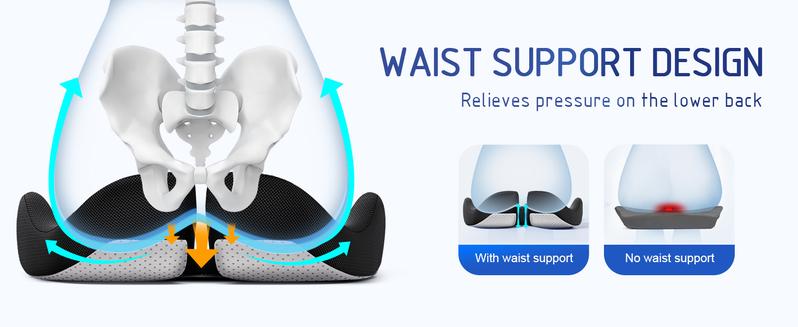 Benazcap Non-Slip Ergonomic Memory Foam Seat Cushion for Office Gaming Chair & Car,Pressure Sciatica Pain for Long Drives,Washable Cover, Back & Leg Support, Ideal Valentine's Day Gift