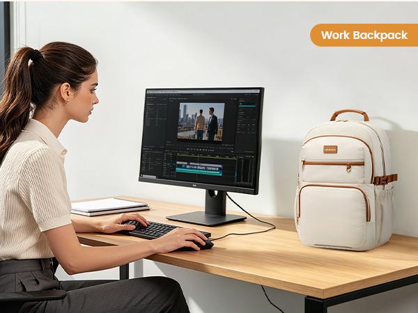 LOVEVOOK Laptop Backpack for Women, 15.6 Inch Travel Backpack with Giant Tumbler Holder Pocket, Multi-Pocket College School Bookbag Purse, Water-Resistant Work Daypack for Teacher Nurse