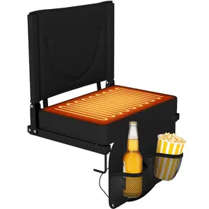 Heated Stadium Seat with Backrest & Cushion, Portable & Lightweight, Ideal for Camping, Beach, & Sports Events – Folds to Compact Size, Extra Wide, USB Battery Not Included