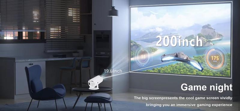 XBJ Mini Smart Projector HY300 4K/720P Resolution Android 11 WiFi BT 5.0 Auto Keystone 130" Screen 180° Flip Audio Home Theater Surround Sound Portable Projector