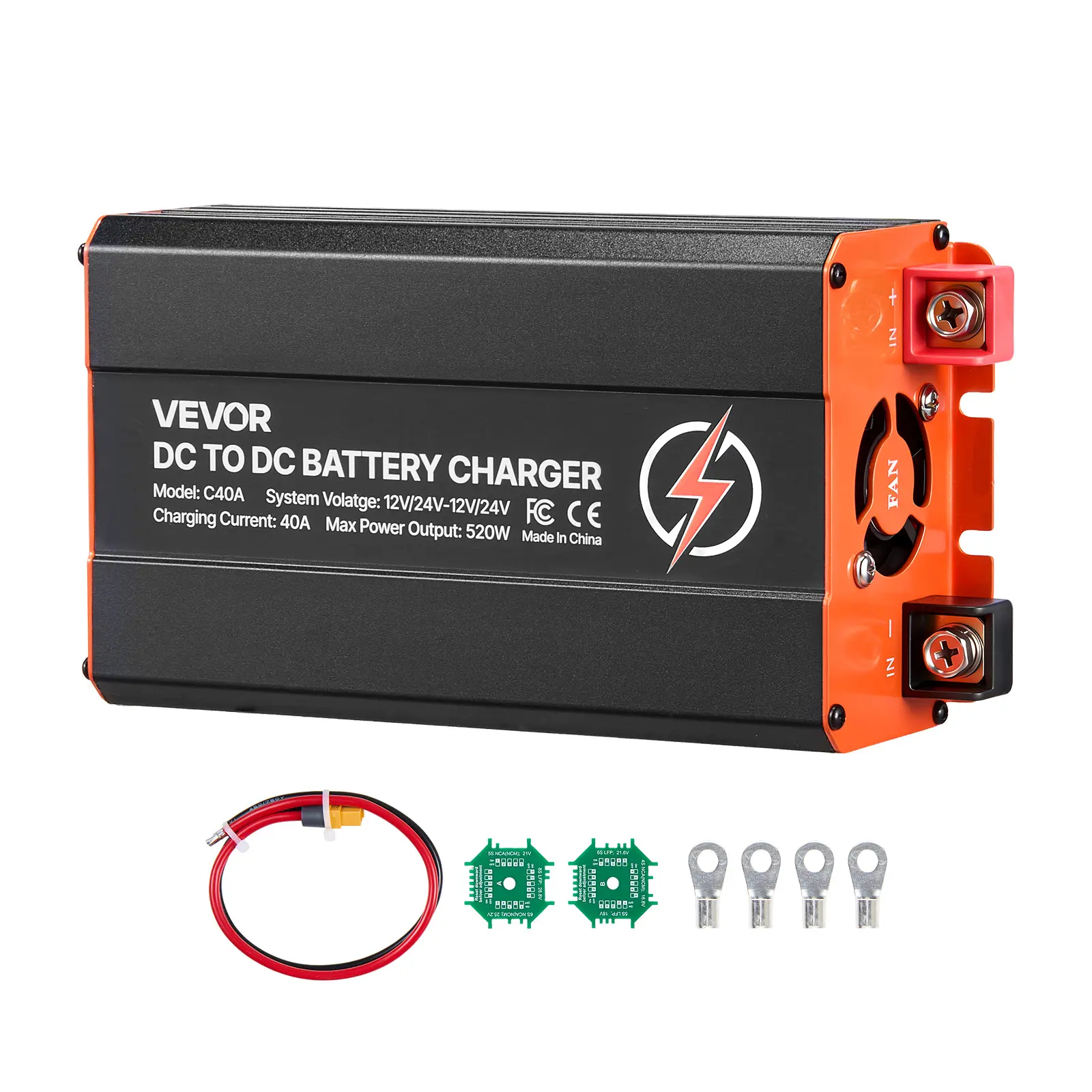【Super Brand Day】VEVOR DC to DC Battery Charger, 520W, 40A Alternator Charger, Fast DC-DC Charging for Portable Power Stations, Compatible with LiFePO4 Lead-Acid AGM GEL Batteries, 12V/24V-12V/24V, for RV Home Backup,DEALS FOR YOU, Reverse Charge Aid