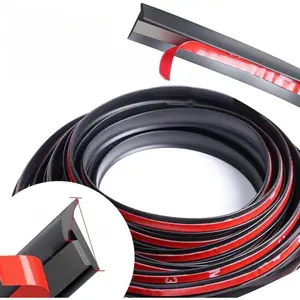 Universal Self Adhesive T-Type Auto Rubber Weather Draft Seal Strip 5M/16.5Ft Soundproof Car Windshield Edge Moulding Sealing Trim Black