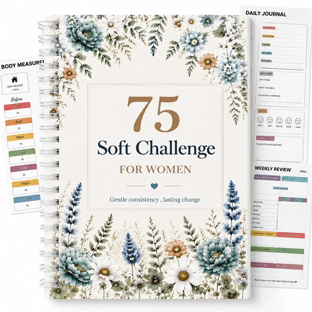 PGJ 75 Soft Challenge Journal for Women, 75 Day Habit Tracker&Planner