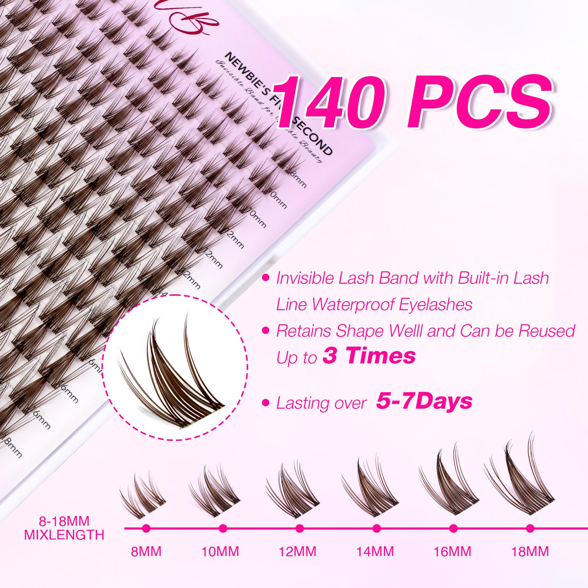 VEYESBEAUTY Brown Manga Lashes Invisible Dramatic Volume Cluster Lashes Individual Lash Extensions Layered Fluffy Eyelashes Lash DIY Makeup- Salon Daily