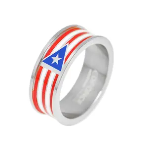 Men's Stainless Steel Puerto Rico Flag Band Ring
